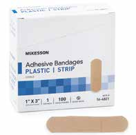 McKesson Adhesive Bandages, Plastic - Strip, 3/4" x 3", Tan, Sterile
