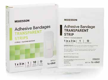 McKesson Silicone Adhesive Bandages - Strip, 1" x 3", Sheer, Sterile